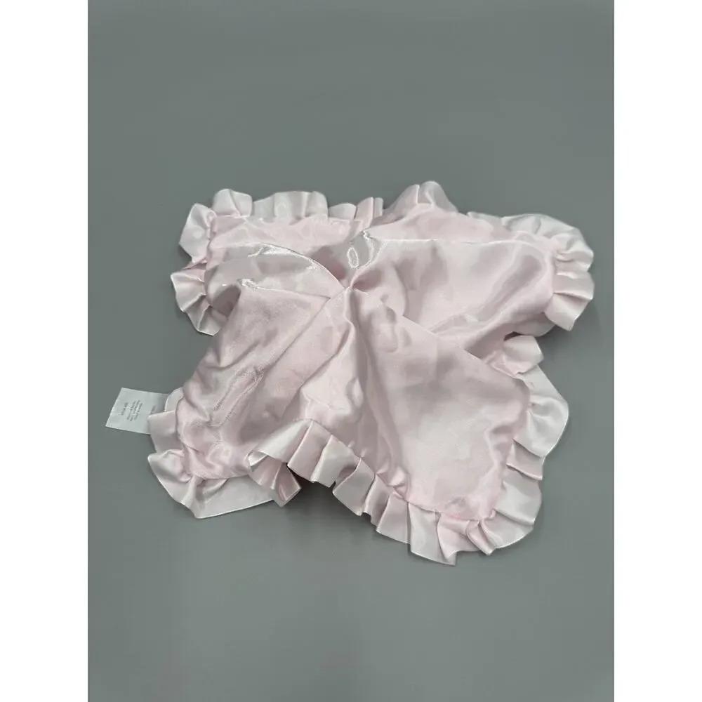 Carter's Pink Teddy Lovey Rattle Plush Satin Ruffle Security Blanket